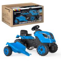 Šliapací traktor Farmer XL modrý s vozíkom